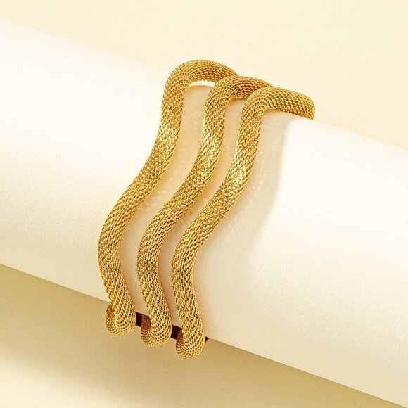 3 Layer Gold Bangle Bracelet - Picture 2 of 3